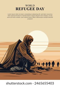 Fondo del Día Mundial de los Refugiados. Ilustración vectorial.