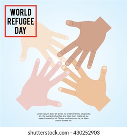 World refugee day campaign poster. Refugee awareness poster template