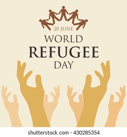 World refugee day campaign poster. Refugee awareness poster template