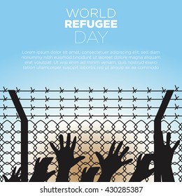 World refugee day campaign poster. Refugee awareness poster template