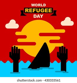 World refugee day campaign poster. Refugee awareness poster template
