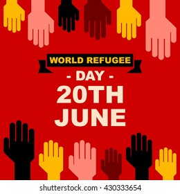 World refugee day campaign poster. Refugee awareness poster template