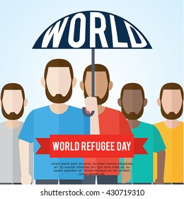World refugee day campaign poster. Refugee awareness poster template