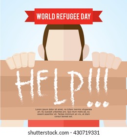 World refugee day campaign poster. Refugee awareness poster template