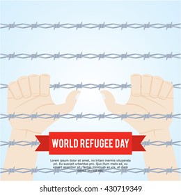 World refugee day campaign poster. Refugee awareness poster template