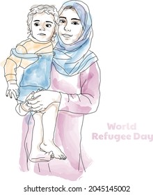 World Refugee Day. Concept of social event. International immigration concept background.  Vector Illustration.