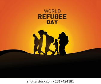 World Refugee day concept Vector Illustration. World refugee day campaign poster or awareness poster template. International Migrants Day concept.
