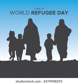 World Refugee Day. Refugee Day held 20 june. illustration. social media post. eps file.