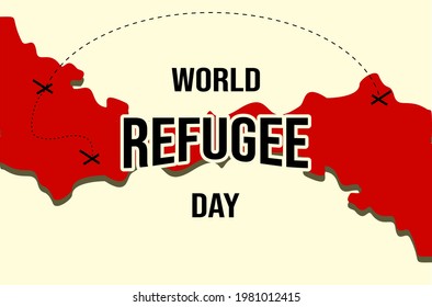 Día Mundial de los Refugiados, concepto de vacaciones. Plantilla para fondo, banner, tarjeta, cartel, camiseta con inscripción de texto, vectores eps 10