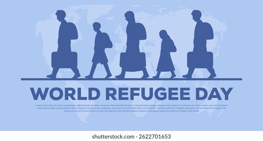 world refugee day horizontal banner illustration in flat design