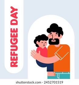 World refugee day illustration background. Worldwide refugee memorial day background