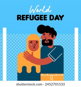 World refugee day illustration background. Worldwide refugee memorial day background