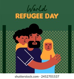 Illustrationshintergrund des Weltflüchtlingstages. Weltweiter Flüchtlingstrauertag Hintergrund