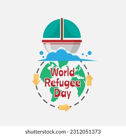 World Refugee Day with illustration of boat escapes around the world