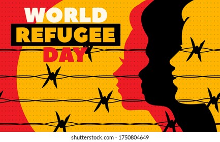 World Refugee Day, international observance observed June 20 each year, is dedicated to raising awareness of the situation of refugees throughout the world. Poster, card, banner design. Vector EPS 10