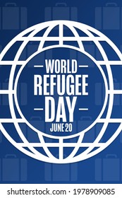 World Refugee Day. June 20. Holiday concept. Template for background, banner, card, poster with text inscription. Vector EPS10 illustration