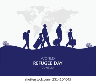 Día Mundial de los Refugiados. 20 de junio. Ilustración vectorial del diseño del concepto de refugiado, que puede utilizarse para carteles, afiches, web, digital, etc. de diseño plano. vector de refugiados.
