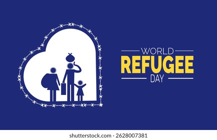 World Refugee Day. June 20. Refugee  Poster, Awareness 
 Banner, Card, Social Media Post, Card and Support Background Design Inspiration Vector Illustration