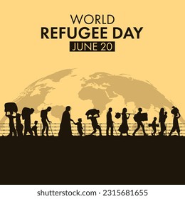 World refugee day. Refugees walking seek for home. A concept of the migrant awareness campaign. Vector illustration design