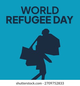 Dia Mundial do Refugiado. Silhueta simples de um fundo de refugiado