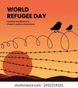 World Refugee Day, Social media post, illustrations, poster, banner, migrant, awareness, June 20, human rights, immigration, template, december 18, International migrants day, refugee camp, families