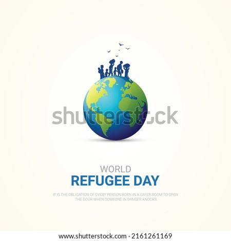  World Refugee Day. Social media creative ads. 3D illustrations.  Foto stock © 