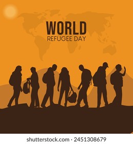 Vorlage-Vektorgrafik am Weltflüchtlingstag. Eine Person, die gezwungen ist, aus der Vektorgrafik auszuwandern.