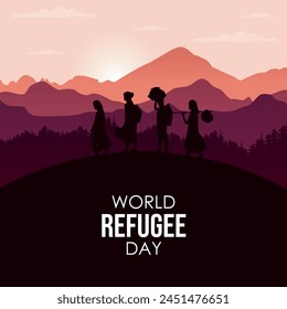 World Refugee Day Template Vector.  a person forced to emigrate vector.