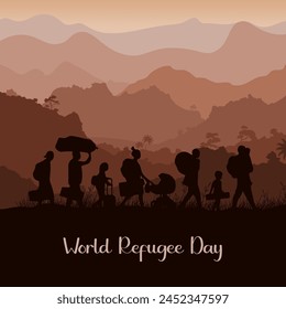 Vector de Plantilla del Día Mundial de los Refugiados. una persona obligada a emigrar al Vector. Concepto Vector de Eventos Sociales.