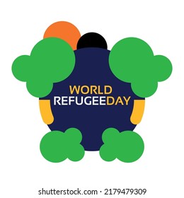 Diseño vectorial del Día Mundial de los Refugiados para el diseño de etiquetas y pegatinas