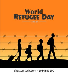 Día Mundial de los Refugiados, Ilustración vectorial.