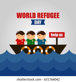 World Refugee Day Vector Illustration. Suitable for poster, banner, campaign, and greeting card
