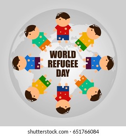 World Refugee Day Vector Illustration. Suitable for poster, banner, campaign, and greeting card
