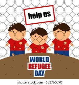 World Refugee Day Vector Illustration. Suitable for poster, banner, campaign, and greeting card
