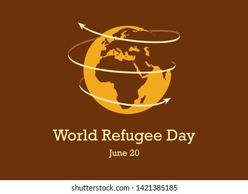 World Refugee Day vector. World Planet Earth with Arrows vector. Stylized Planet Earth vector illustration. Important day