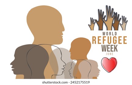 Semana Mundial de los Refugiados. Antecedentes, Anuncio, tarjeta, afiche, Plantilla. Ilustración vectorial.