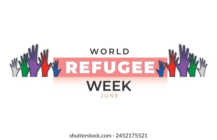 Weltflüchtlingswoche. Hintergrund, Banner, Karte, Poster, Vorlage. Vektorillustration.