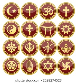 World Religion Badge Vector Illustration