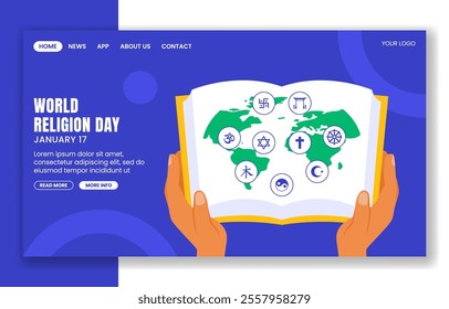 World Religion Day Background Illustration for Social Media Landing Page Design