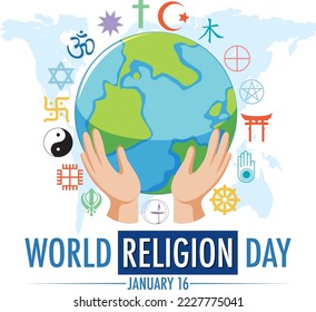 World Religion Day Banner Design illustration