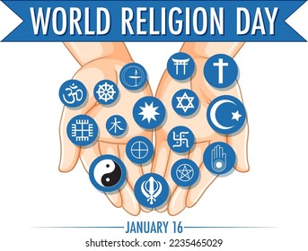 World Religion Day Banner Design illustration