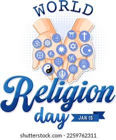 World Religion Day Banner Design illustration