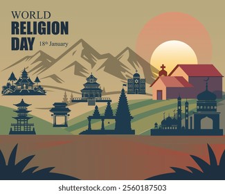 World Religion Day Banner, poster, card, background Design illustration.