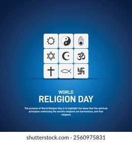 world religion day. world religion day creative banner, poster, social media post, postcard, background, backdrop, greetings card, template design etc.