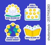 World Religion Day Flat Style Templates for Social Media Label