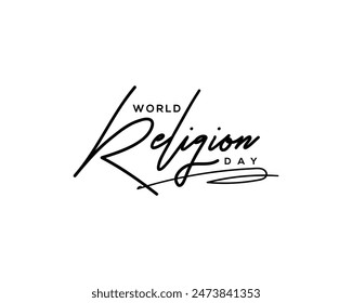 World Religion Day Handwritten Calligraphy Illustration