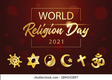 world religion day. holiday concept gold background. template for banner, card, invitation, poster. vector eps10 illustration.