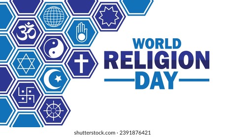 Día Mundial de la Religión. Concepto de vacaciones. Plantilla para fondo, banner, tarjeta, afiche con inscripción de texto. Ilustración del vector