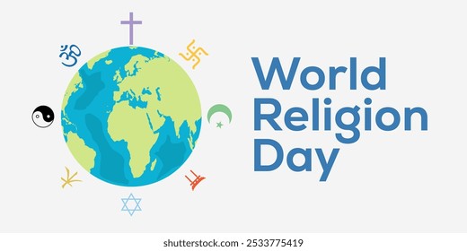 world religion day horizontal banner illustration design