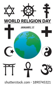 World Religion Day on white background
